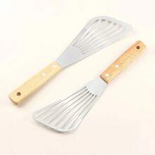 Pala para freír pescado de acero inoxidable, pala con de madera en forma de abanico, pala para freír de alta temperatura para el hogar, 1. - grande - Ver 3