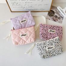 Simple Splashed Ink Cloth Storage Bag Student Portable Makeup Handbag Cosmetic Lipstick Bluetooth Earphone Storage Pouch