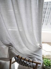 1pc Linen Material Modern Linen Voile Curtain - Japanese Linen Style, Rod Pocket Design, Suitable For Living Room And Bedroom - Sheer And Filtering Curtain, Living Room Curtain, Bedroom Curtain - Light Grey - View 6