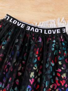 2 buc/Set ținute casual de vară în aer liber pentru fete, tricou cu mânecă scurtă cu model fluture colorat și fustă din plasă cu lungime medie, respirabil și confortabil pentru adolescenți, potrivit pentru zilnic, călătorii, vacanțe