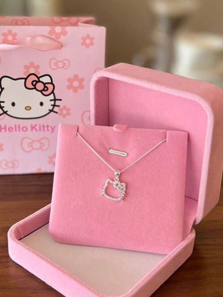 Sanrio Sanrio Hello Kitty Cartoon Cute Girl Necklace KT Cat Pendant Collarbone Chain, Perfect Birthday Gift, Valentine's Day Gift
