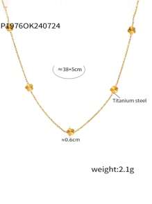 1pc Dainty Stainless Steel Gold Plated Heart Pendant Necklace For Women - Small Flower Necklace - View 9
