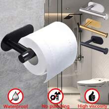 Adhesive Toilet Paper Holder Kitchen Roll Towel Rack Napkin Dispenser Absorbent Stand Tissue Hanger Bathroom Accessories - Kitchen Paper Silver - View 2