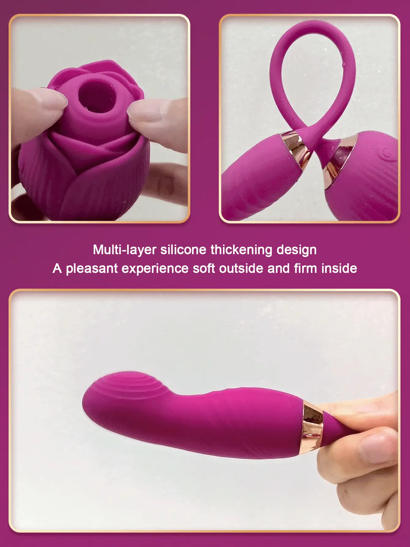 Juguete sexual vibrador para mujeres - Juguete sexual en forma de rosa con vibradores para estimular el punto G y 10 modos de succión para la estimulación clitoriana, de los pezones y anal, juguetes sexuales para adultos y máquinas sexuales para parejas