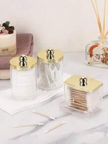 3 Packs Makeup Dispenser, Qtip Holder Dispenser Set, Medicine Bottle With Lid Storage Box For Swabs, Bath Salts, Makeup Pads, Hair Accessories