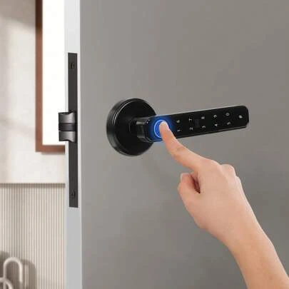 kangten NEW Handle Smart Door Knob Fingerprint Biometric Digital Code Door Lock