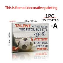 1pc Football Canvas Wall Art, Inspirational Soccer Quote Print, Frameless Sports Themed Decor For Boys Gym Bedroom Living Room - 12x16 Inch Motivational Poster, Gift For Football Enthusiasts Gifts Birthday Graduation
