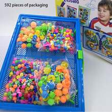 380 piezas Rompecabezas de clavos con forma de seta, juguete educativo con letras y números para bricolaje, desarrolla la imaginación, regalo ideal para niños en Navidad o cumpleaños, viene en caja de empaque colorida - Multicolor - Ver 14