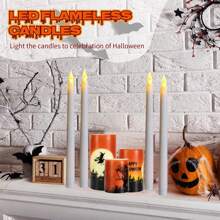 1-12 Pcs LED Flameless Candles Flickering, Battery Powered Led Taper Candles Flickering, Flameless Candles Led Electronic Candles Fake Candles For Wedding Decor, Party, Table, Home, Room, Christmas Decorations, Thanksgiving Decor, Halloween Decor