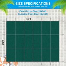 Inground Pool Safety Cover, 16x32ft Rectangle Winter Safety Pool Cover For Inground Swimming Pools, Solid Safety Pool Covers, Triple Stitched For High Strength, Hardware Included,Green Mesh,Yifei Store