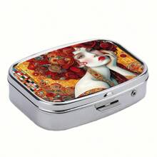 1pc Artistic Figure Design 2-Compartment Pill Box, Medicine Organizer For Pocket, Purse & Travel
