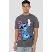 Disney Lilo & Stitch Mens Covered In Kisses T-Shirt (Charcoal)