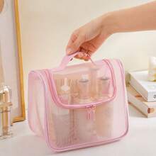 Bolsa de maquillaje transparente de malla de nailon con gran capacidad, organizador de cosméticos multifuncional - Multicolor - Ver 5