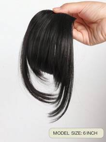 Clip de flequillo, clip francés de pelo sintético natural grueso y peluca completa con flequillo recto y patillas para mujeres y niñas, accesorio de pelo rubio de 6 pulgadas