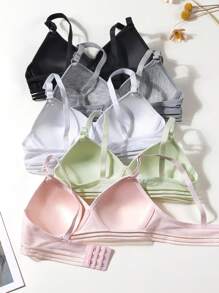 5 PCS Girls Teen Underwear Comfortable Breathable Bra Fixed Triangle Coaster Growing Girls Underwear Suitable For 13-16 Years Old