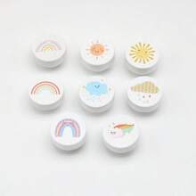 Scandinavian Style Children's Cute Rainbow Animal Round Bedside Table Drawer Knob, Furniture Wardrobe Door Wooden Handle, Multifunctional Furniture Drawer Knob, Children's Room Cartoon Decoration