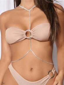 Colar com strass brilhante e moderno, acessório de biquíni sexy feminino, decoração de roupa íntima para festa na praia