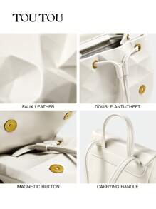 AILUXI Uroczy i modny designerski lekki biznesowy, swobodny mini plecak, szykowna torebka ze skóry PU w kolorze kremowym i torba szkolna, minimalistyczny wzór vintage argyle dayback, przenośna, regulowana torba podróżna z klapką i torba na książki