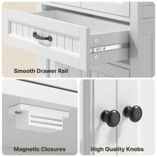 Garde-manger à 4 portes, armoire alimentaire avec un tiroir et quatre niveaux de rangement avec dispositif anti-basculement