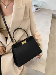 Black Elegant Handbag For Women, 2025 New Fashion High-End Luxury Niche Commuter Shoulder Bag With Large Capacity