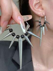 1 对朋克嘻哈暗黑风格刺铆钉耳环，摇滚个性化情侣耳环，日常街头派对珠宝 - 耳環 - 查看 2
