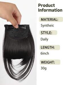 Clip de flequillo, clip francés de pelo sintético natural grueso y peluca completa con flequillo recto y patillas para mujeres y niñas, accesorio de pelo rubio de 6 pulgadas