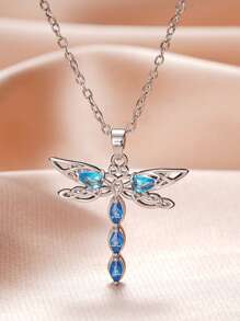 1 件奢华锆石项链女士珠宝女士 925 纯银优雅锁骨项链精美珠宝礼物适合女孩日常生活约会装饰 - 款式1 - 查看 2