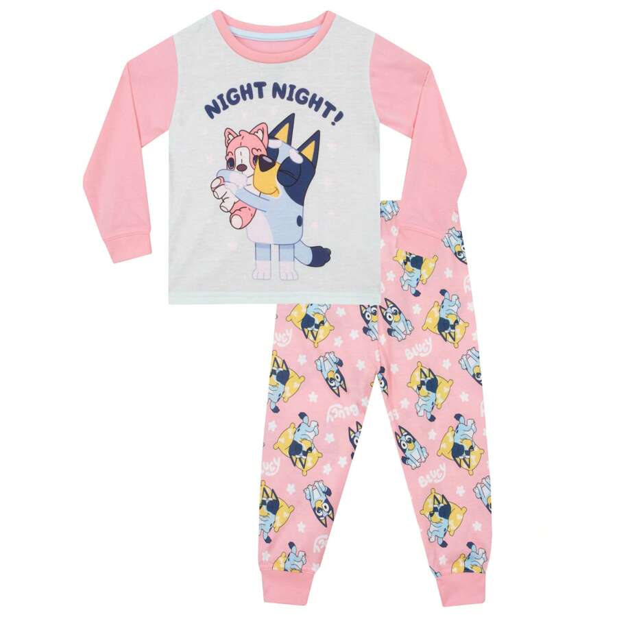 Bluey Pyjamas | Night Night Long Sleeve Girls Pyjamas | Girls' Pyjama Sets - Pink - View 1