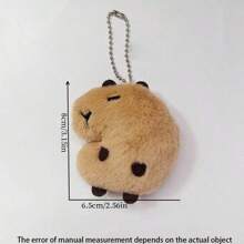 1pc Cute Capybara Plush Doll Pendant With Hanging Chain & Ears For Girls - Light Brown - View 13