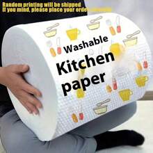 1 Roll (50/100 Sheets) Slouchy Rags, Disposable Kitchen Towels, Washable Dish Towels, Rags, Non-Stick Oil Rags, Degreasing Wipes, Household Rags, Drying Cloths, Cleaning Supplies, Cleaning Tools ( Random Printing), For Outdoor, Camping