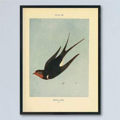 Vintage Swallow Decorative Art Posters - Modern Retro Bird Canvas Print, Frameless Wall Hanging Decor For Living Room, Bedroom, Home Office - Ink Animal Print Indoor Wall Arts, Portrait Orientation - Spring Themed Decorative Artwork - Perfect For Art Lovers And Home Decor Enthusiasts - Perfect Gift For Housewarming And Birthdays