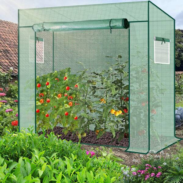 Sonnewelt Gewächshaus Foliengewächshaus mit Gitternetzfolie und Fernster, Tomatengewächshaus tomatenhaus 140 g/㎡ PE wasserdichte Folie für Garten Pflanzenwachstum