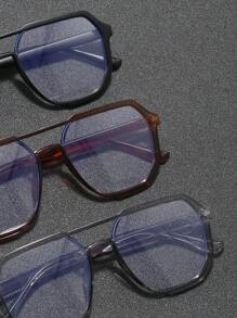 3 Pairs Of Solid Color Men's Aviator Frame Double Beam Transparent Glasses For All Seasons - Multicolor - View 4