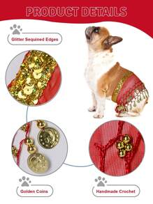 Hunde Bauchtanz Kostüm - Welpen Outfit mit pailletten Hüftkette & hüftschwingender Rock - ideal für Corgi und Welpen Geburtstagsfeiern