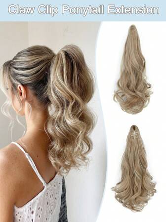Ponytail Extension Clip In Ponytail Hair Extension 12Inch Long Wavy Ponytail Soft Natural Looking Good Quality Synthetic Hair Piece For Women Daily Party Use(Gold)