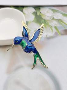 1pc Luxury Green Rhinestone Bird Brooch Pin, Suitable For Daily Wear By Both Men And Women