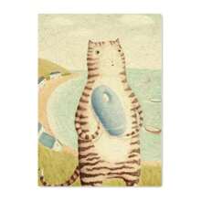 1 pieza Impresión de arte mural de lienzo con retratos de animales vintage en porcelana azul y blanca con grietas en la porcelana: oso panda, vaca, ratón, loro'