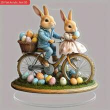 1pc 2D Flat Romantic Couple Rabbit Ornaments, Very Suitable For Desktop Decoration In Homes, Restaurants, Cafes, Offices, Easter, Parties And Other Places Gifts Birthday Graduation