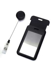 1pc Sling Badge Holder Hard Vertical Plastic Card Case Protector With Retractable Badge Reel Carabiner For Office School Proximity Key Card Driver's License And Pass Photo Card Cover Card Holder Card Holder Wallet Business Card Holder Credit Card Holder Id Card Holder, School, Home & Office Supplies,School Supplies,Back To School
