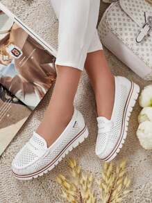 Royalfashion Openwork Women's Moccasins Leteller - White - View 5