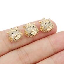 1 pieza/3 piezas Colgante de accesorios de pequeños animales con incrustaciones de cobre y circonita