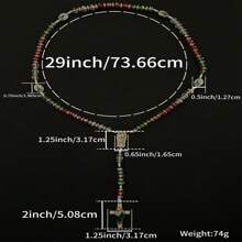 Christliches Ostergeschenk Anhänger Kreuz des Heiligen Judas, mexikanische Halskette - geflochtene Kette mit grünen Kristallperlen, Charm Accessoires für Männer, elegantes katholisches Schmuckgeschenk zum Gedenken an den Heiligen Judas