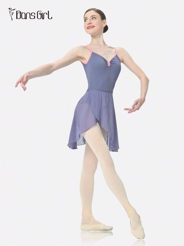 DonsGirl DonsGirl 1-Piece Chiffon Ballet Skirt For Women With High Elastic Adjustable One-Piece Tie-Up Design, Solid Color For Performance & Dance