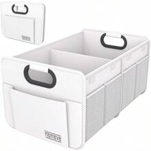 Homeve Car Trunk Organizer, Car Storage, Reinforced Handles, Collapsible Multi-Compartment Car Organizers, Foldable And Waterproof, 600D Oxford Polyester, Suitable Any Car, SUV,-Van, Black2025 - 白色 - 查看 1