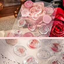 15pcs 3D Embossed Gold Foil Wax Seal Stickers, Rose Flower Shaped, Vintage Wax Stamp Stickers, DIY Scrapbooking Decoration Stationery Envelope Seals, Suitable For DIY Scrapbook, Card Making, Invitations, Envelope Sealing, Back To School Planner, And Various Holiday Gift Packaging, Valentine's Day Labels - Multicolor - View 5