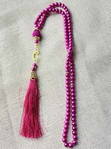 1 pieza 99 cuentas de oración de perlas falsas de vidrio de 6mm, pulsera con borla, pulsera de mano, decoración de muebles