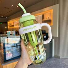 1350ml Large Capacity Silicone Straw Water Bottle With Portable Filter ICE CUP - Lime Green - View 1