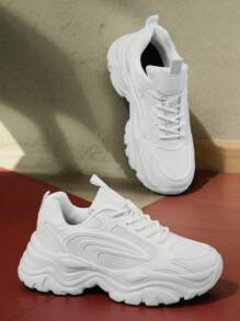 女士透气软底厚底运动鞋，防滑运动休闲旅游鞋