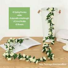 Artificial Roses Vine Garland Lifelike Hanging Fake Simulated Flower String For Home Garden Party Wedding Decorations - White - View 2