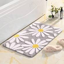 Green Bath Mat With White Flowers 50x80 Cm, Non-Slip Bath Mat For Bathroom, Soft Microfiber, Machine Washable, Bath Mat, For Living Room, Shower Home Bathroom Decor Bath Rug Floor Carpet Outdoor Rug Door Mat Summer - Gray Background Small Flowers - View 7
